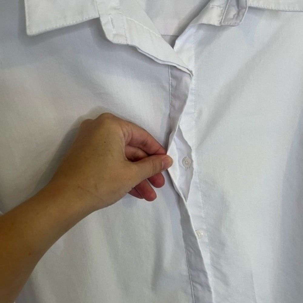 Sharagano White Button Down Collared Top Size Xl - image 5
